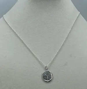 Sterling silver laser cut rose pendant necklace. thumbnail 1