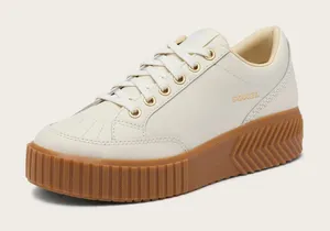Sorel 10.5 Ona Ave Low Court Sneaker Platform Leather Sporty Chalk Gum Sole Shoe thumbnail 1
