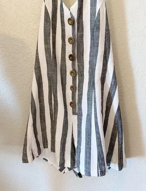 NWT Striped Button Halter Romper thumbnail 2