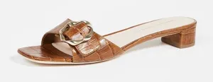 Loeffler Randall Edie Twisted Single Buckle Slide Sandals Cognac Brown Size 9.5 thumbnail 1