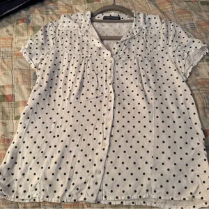 Brandy Melville White Top with Black Dots thumbnail 1