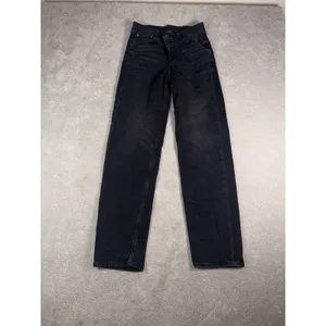 American Eagle Super High Rise Baggy Straight Jeans Womens 2 Long Denim Black thumbnail 3