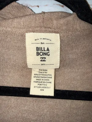 Billabong Lightweight Taupe Open-Front Cardigan pockets medium thumbnail 3