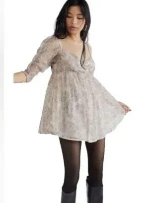 Free People Heavenly‎ Lace Tunic Top in Champagne Toast Size L New thumbnail 13