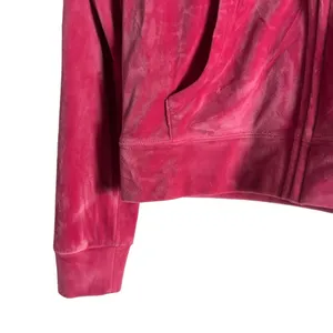 Juicy Couture Pink Velour Y2K Tracksuit Zip Up Hooded Jacket Size M thumbnail 3