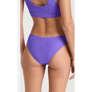 Beach Riot Peyton Textured Bikini Top & Vanessa Bikini Bottom L Ultra Violet NEW thumbnail 2