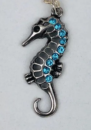 Handmade Starfish Aqua Rhinestones Silver Tone Necklace thumbnail 2