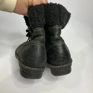 Clarks Nikki Imperial lace up boots Black leather woman's size 8 faux‎ fur thumbnail 5