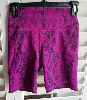 Alo XS Pink Snake Print Legging shorts thumbnail 1