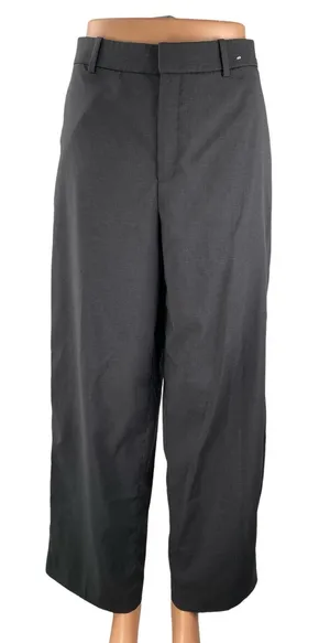 Uniqlo Women's Gray High Waisted Pleated Baggy Wide Leg Trousers Dress Pants M thumbnail 1
