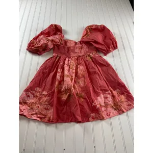 Free People Peony Babydoll Mini Dress Red Floral Puff Sleeve Boho Fall Womens S thumbnail 3