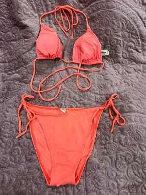 MD Coral Pink Bikini Set Orange Size M thumbnail 1