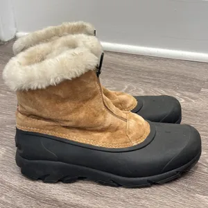 Sorel Snow Angel Zip Front Waterproof‎ Winter Boots Rootbeer Brown Suede Zip 9 thumbnail 1