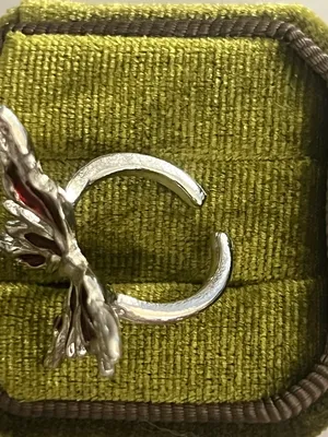 Gothic/Punk Whimsical Red & Silver Butterfly Open Ring Size 6 thumbnail 3