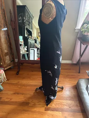 Vintage 1900’s Lola P. Black Beaded Floral Maxi Dress - Sleeveless | Size Large thumbnail 8
