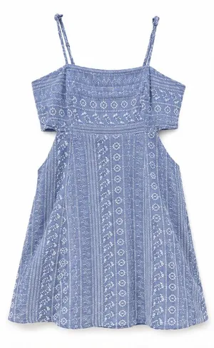 Altar’d State Blue embroidered cotton mini dress thumbnail 1