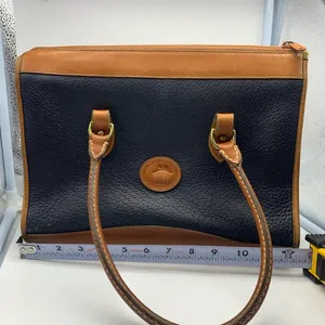 DOONEY & BOURKE black pebbled leather vintage tote bag serial number A42… thumbnail 15
