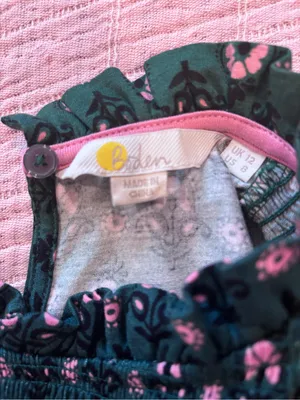 Boden Green Smocked Floral Blouse size 8 thumbnail 11