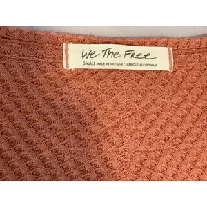 We The Free Thermal Waffle Knit Oversized V-Neck Top Small thumbnail 4