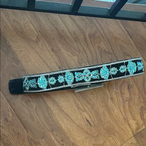 Free People Black 100% Cotton Floral Embroidered Belt Size S/M thumbnail 3
