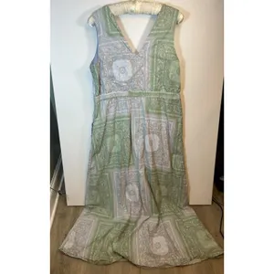 Universal Thread Women’s XL Green Paisley Bandana V Neck Boho Maxi Dress Pockets thumbnail 10