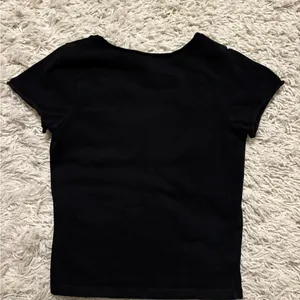 Brandy Melville Black Ruched Short Sleeve Tee One Size thumbnail 3