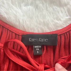 Karen Kane Red Satin Keyhole Blouse - Size Small - Made in USA thumbnail 5