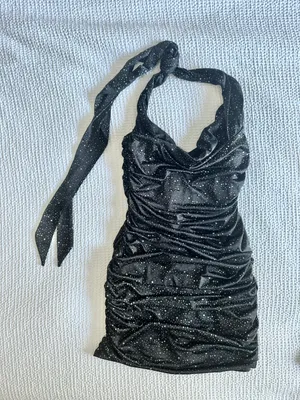 glitter halter starry mini dress thumbnail 1