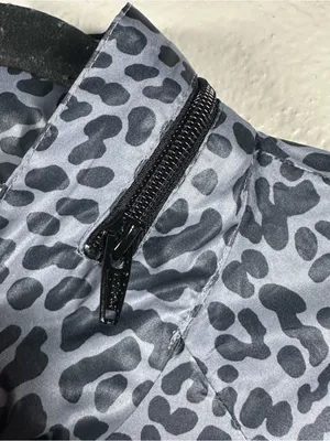 Motherhood Maternity Gray Leopard Print Raincoat with Drawcord Waist SZ:L thumbnail 5