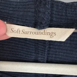 Soft Surroundings Navy Blue Cotton Mixed Ribbed Knit Button Detail V-Neck Top 2X thumbnail 5