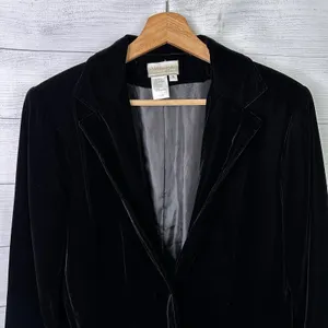 Coldwater Creek Womens size Small Velvet Blazer Black Single Button Whimsygoth thumbnail 3