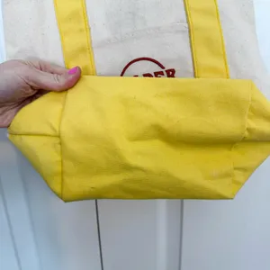 Trader Joe's Yellow and Cream Mini Tote Bag thumbnail 3