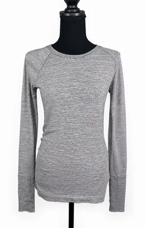 lululemon swiftly tech long 6 black white stripe thumbnail 1