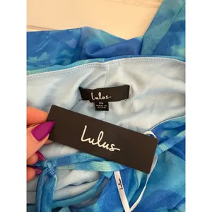 NWT Lulus Ethereal Cutie Blue Floral Abstract Mesh Lace-Up Mini Dress Size XL thumbnail 5