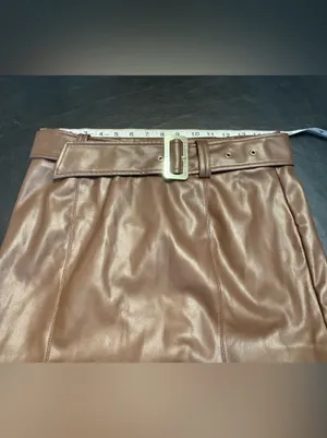 Marc New York NWT size Small Chocolate Brown Faux Leather Belted Pencil Skirt thumbnail 8