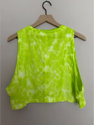 Lululemon All Yours Cropped Cotton Tank Top Marmoleado Tie Dye Eccentric Lime thumbnail 3