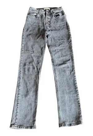 Reformation Slim Straight Leg Jeans Washed Black Denim Button Fly Size 25‎ thumbnail 1