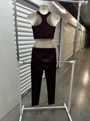 Maroon Two-Piece Activewear Set sports bra and leggings set. New Size S/M thumbnail 5