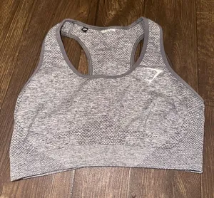 Gymshark heathered gray racerback athletic sports bra thumbnail 1
