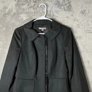 Ann Taylor Black Wool Cashmere Fur Trim Blazer Quiet Luxury‎ Classic Chic Size 8 thumbnail 2