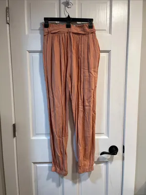 American Eagle Linen Blend Paperbag Pants in Pink Size Medium thumbnail 6