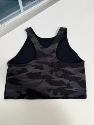 Athleta Conscious Crop Tank Bra A-C Black Gray Camo Size S thumbnail 3