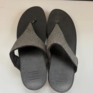Fitflop Lulu‎ Glitter Womens Size 10 Black Glitter Top Thongs Flip Flop Sandals thumbnail 4