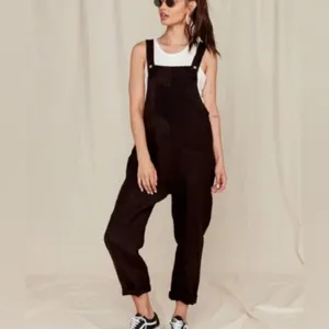 Mate the‎ Label Maya Linen Overalls Jumpsuit Size medium black lagenlook thumbnail 2