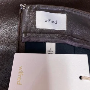 NEW Aritzia Wilfred Brown Faux Vegan Leather Zip Mini Straight Pencil Skirt Sz 4 thumbnail 4