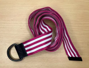 Adidas Women's Pink White‎ Striped Webbing Polyester Belt Metal Buckle Size 42 thumbnail 1