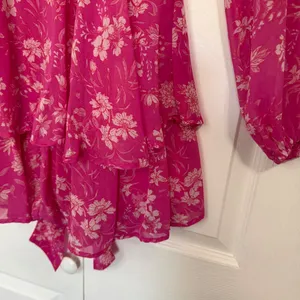 Hot Pink Floral Long Sleeve Mini Dress XS thumbnail 3