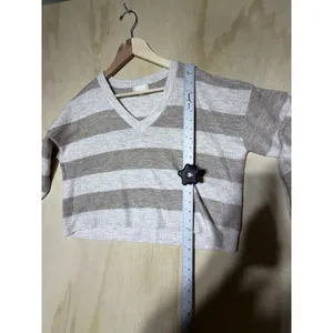 Altar'd State Striped Cropped Sweater Women's Small V Neck Soft Knit Pullover thumbnail 5