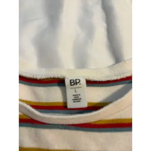 BP‎ T-Shirt Retro Striped White Multi-Color Short Sleeve Crop Tee Large thumbnail 4