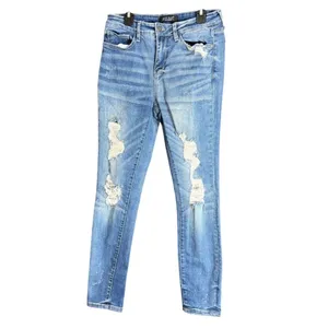 Judy Blue Womens Size 7/28 Skinny Distressed Jeans Bleach Splatter Ripped Denim thumbnail 2